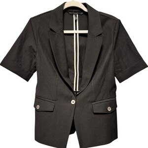 WHITE HOUSE BLACK MARKET Black Short Sleeve Blazer Jacket Size 8